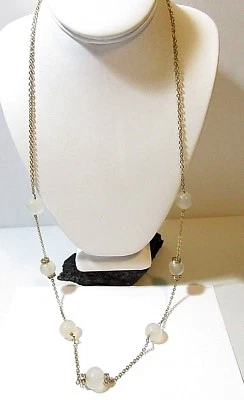 COLLAR OPACO TRANSPARENTE BOLA LUCITE CADENA LARGA Y CRISTAL DISEÑO J CREW Foto 1 de 4