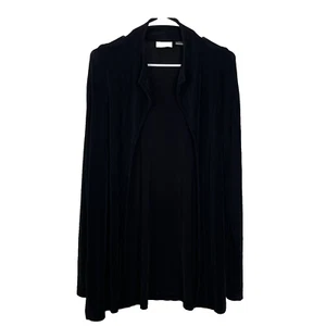 Chicos Travelers Damen vorne offen schwarz Cardigan Pullover Größe L flüssiger Strick USA - Bild 1 von 8