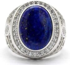 Natural Lapis Lazuli Antique Ring 925 Sterling Silver Lapis Art Deco Men's Ring