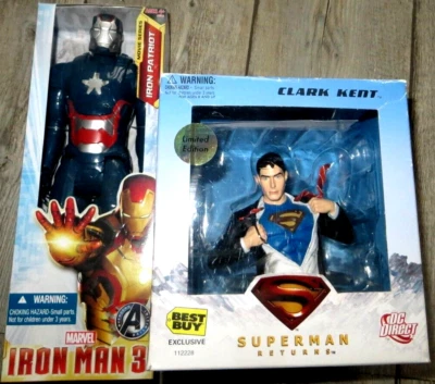 Lot, buste Superman & Figurine Iron man 3, Patriot  ( rare ) grand modèle 28 cm - Photo 1/4