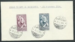 1954 ITALIA FDC VESPUCCI - FRANCOBOLLI APPLICATI SU FOGLIETTO - Imagen 1 de 1