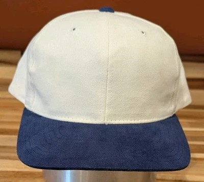 Billete en blanco 100 % algodón vintage nuevo sin etiquetas Starter SnapBack blanco y azul marino  Foto 1 de 4