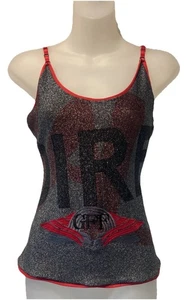 RARE VTG 80’s GFF GIANFRANCO FERRE Black/Red Metallic Stretch Cami Top~XS~EVC - Picture 1 of 10