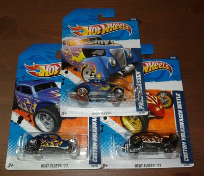 3X - 2011 Hot Wheels Heat Fleet - Pass'N Gasser & Custom Volkswagen Beetle X 2 - Image 1 of 4
