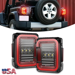 2007-18 For Jeep Wrangler JK JKU 2x Rear Clear LED Tail Lights Brake Backup Lamp - Picture 1 of 13