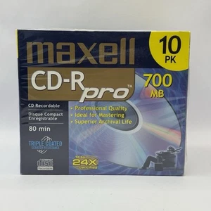 Maxell CDR Media 24x 700MB 80min CD~R Pro 700 Triple Coated (10~Pack) New Sealed - Picture 1 of 6