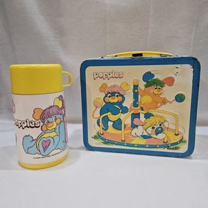Vintage Blue Aladdin Popples Metal Lunch Box With Thermos 1986 - Picture 1 of 22