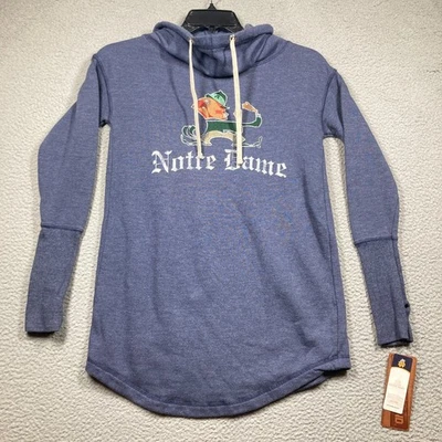Notre Dame Tunic Hoodie Women's Small Blue Gray Cowl Neck Retro Brand NEW - Image 1 of 4