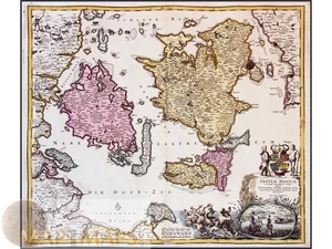 Insvlae Danicae – Denmark Islands Old Map by Johann Baptist Homann, 1720 - Picture 1 of 1