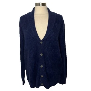 Herren 100% Kaschmir Strickjacke XL Pullover Blau Opa Akademie Kröte Kobold Lehrer - Bild 1 von 12