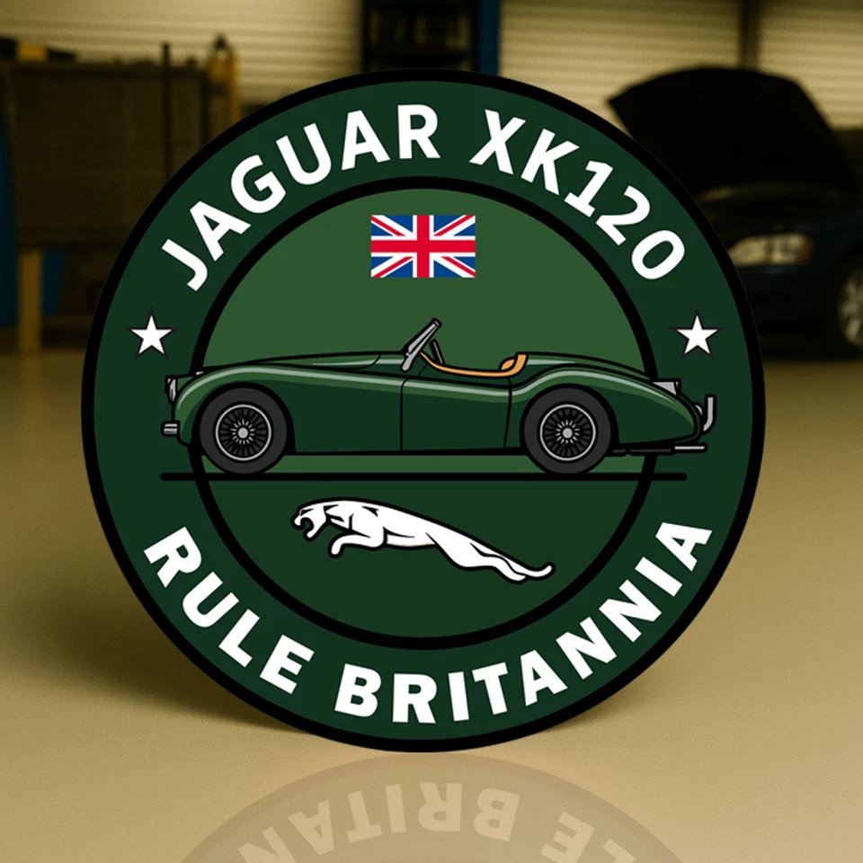 Jaguar XK120 Rule Britannia Heavy Metal Sign XL  - 19.7" (50 cm) - Image 1 of 4