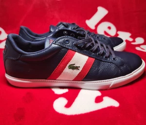 Lacoste Graduate Vulc 120 2 P Men’s Sneakers Navy Red White Leather Shoes Size 9 - Picture 1 of 12