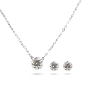 Swarovski Ladies Jewellery Set Attract Silver Necklace & Stud Earrings - GENUINE - Picture 1 of 4