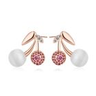 Rose Gold plated Cherry Drop Earrings Dangle Stud Women Wedding Jewelry Gifts