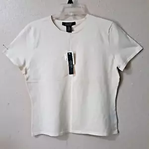 Jones Wear Women Size L Ivory Knit Top Shirt Short Sleeve Pullover NWT 5179 - Picture 1 of 8