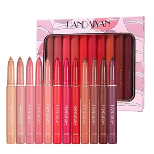12 Colors Matte Lipstick Pen Lip Liner Pencil Set Waterproof Q1A2 - Picture 1 of 12