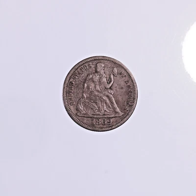 Raw 1869-S Seated Liberty 10C San Francisco Silver Dime Coin - Image 1 of 2