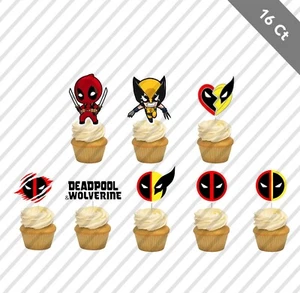 Deadpool Wolverine Cupcake Topper Favor Party Birthday Super Hero Movie Bestie - Picture 1 of 3