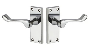 Manijas de puerta internas victorianas en placa posterior - manijas de puerta cromadas pulidas - Imagen 1 de 6