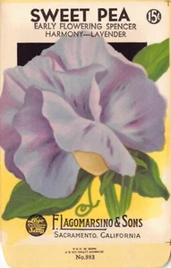 Vintage Samenpaket: SWEET PEA, Lagomarsino & Sons, Sacramento, 40er Jahre - Bild 1 von 2