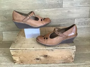 Zapatos de cuña CLARKS artesanales de cuero marrón tostado Harlan T-Bar UK 4.5 D - EU 37.5 US7 - Imagen 1 de 13