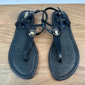 Nuevas sandalias de tanga Sam Edelman Gigi Signet de cuero negro con tiras para mujer talla 7,5 - Imagen 1 de 8
