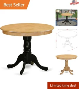 Chic Round 36 Inch Dining Table - Oak Finish with Black Base for Stylish Decor - Picture 1 of 6
