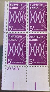 1964 Amateur Radio Plate Block of 4 5c US Stamps, Scott #1260, MNH - Picture 1 of 1