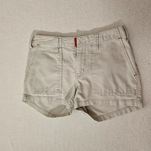 Abercrombie & Fitch Womens Bermuda Cargo Shorts Size 0 Beige Logo Cotton Accents - Picture 1 of 9