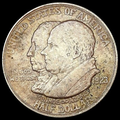 1923 S MONROE ADAMS US COMMEMORATIVE SILVER HALF DOLLAR 50C  Doctrine Centennial - Image 1 of 2
