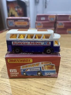 MATCHBOX SUPERFAST 65 AIRPORT COACH AMERICAN AIRLINES LESNEY 1976 ORIGINAL BOX - Image 1 of 4
