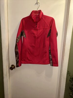 Browning womans 3/4 拉链套头衬衫粉色带迷彩尺寸 M — 第 1/3 张图片