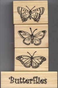 mounted rubber stamps  Butterfly set    3/4" X 2" and three 1" X 1 1/2" - Picture 1 of 1
