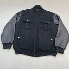 Sean John Men's Black Bomber Jacket Wool Blend/Faux Leather Padded Hood Size Xl