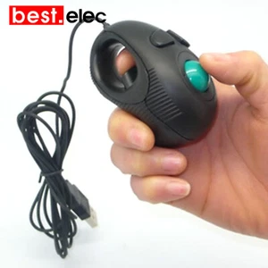 USB Wired Trackball Mouse Portable PC Laptop Finger Hand Held Computer Mice - Picture 1 of 8