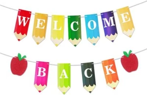 Back to School Banners Welcome Words Colour Pencils Hanging Btsb03 - Picture 1 of 5