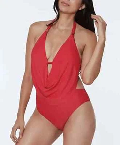 Bar III Women's Paradise Pink Plunging Cowl-Neck Halter Tankini Swim Top Size XL - Picture 1 of 6