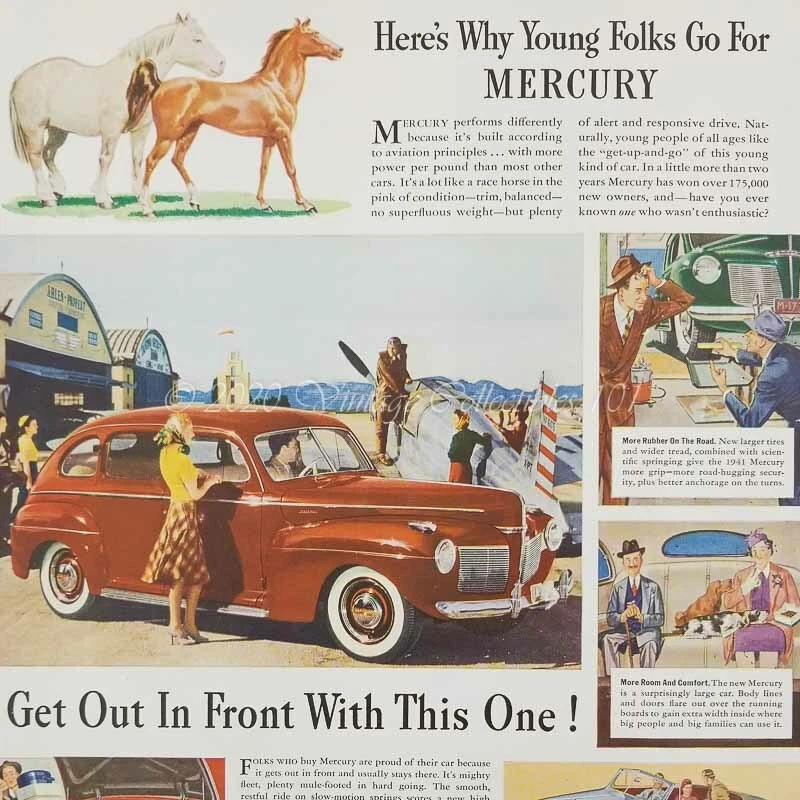 1941 Mercury 8 Sedan conversível carro clássico foto arte decoração impressão vintage anúncio - Imagem 1 de 4