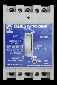 PROTEUS 200 AMP 25kA TRIPLE POLE MCCB SWITCHGEAR PAT200 - Picture 1 of 6