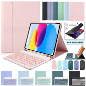 For iPad 5/6/7/8/9/10th Gen Air 3 4 5 Pro 11 Bluetooth Keyboard Case Mouse Cover - Picture 1 of 52