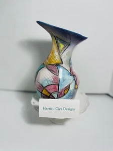 Vintage 1993 signierte Harris-Cies Studios handgefertigte Keramik abstrakt modern Vase - Bild 1 von 12