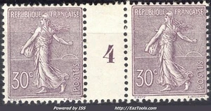 FRANCE TYPE SEMEUSE N° 133 MILLESIME 4 NEUF * AVEC CHARNIERE - Picture 1 of 2