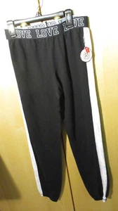 So Juniors XS LOVE PJ Lounge-Hose schwarz mit pastellfarbenem Velourseinsatz neu mit Etikett UVP $ 28 - Bild 1 von 3