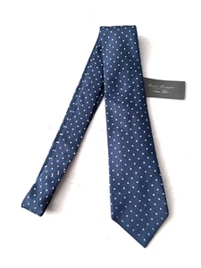 Daniel Cremieux Signature Blue Cotton Silk Seven 7 Fold Handmade Italy Neck Tie - Picture 1 of 3