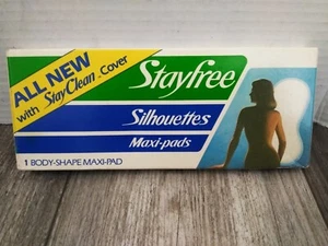 Maxi pad vintage anni 80 Stayfree Silhouettes (1) promo/scatola femminile, PROP (SIGILLATO) - Foto 1 di 5