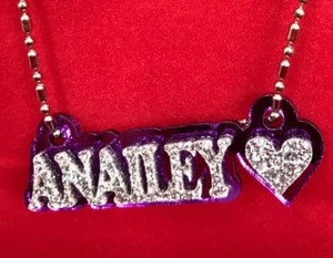 Necklace Name Plate Custom Name Necklace Heart Design Laser Cut Any Name Pendant - Picture 1 of 5