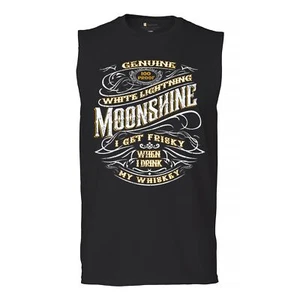 I Get Friskey When I Drink My Whiskey Muscle Shirt Genuine Moonshine Men's - Picture 1 of 28