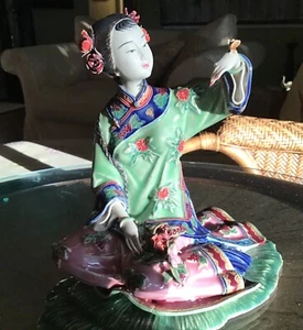 NACHLASS große antike chinesische Porzellan Geisha Figur gemarkt - Bild 1 von 12
