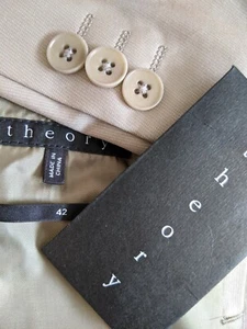 NEW 42 theory Taupe Stretch Textured Cotton Poly Notch Blazer Suit Jacket Coat - Picture 1 of 5