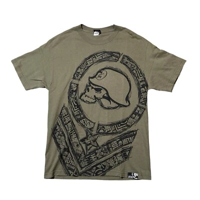 Camisa masculina mulisha de metal Y2K grande logotipo caveira skatista gótica verde cibernética vintage - Imagem 1 de 4